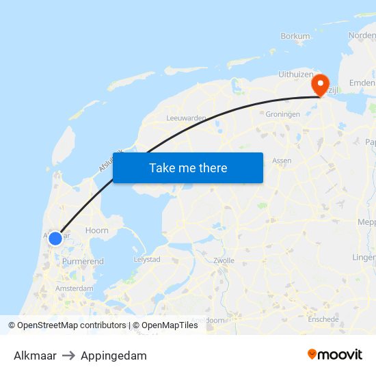Alkmaar to Appingedam map