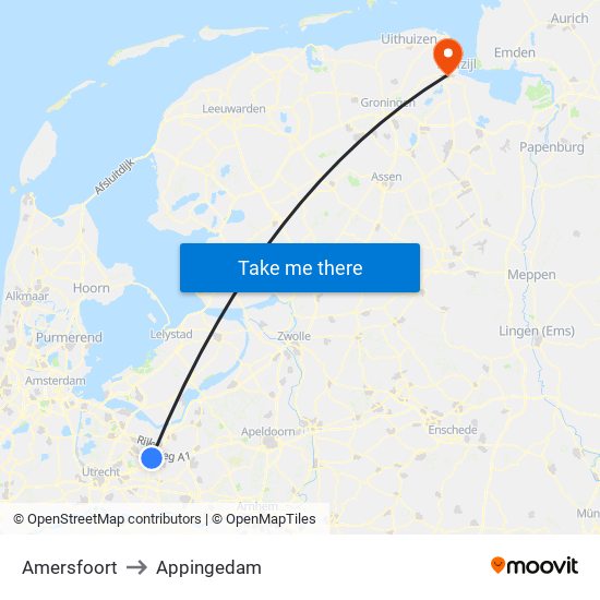 Amersfoort to Appingedam map