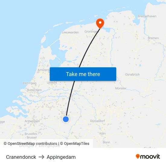 Cranendonck to Appingedam map