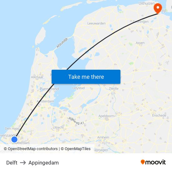 Delft to Appingedam map