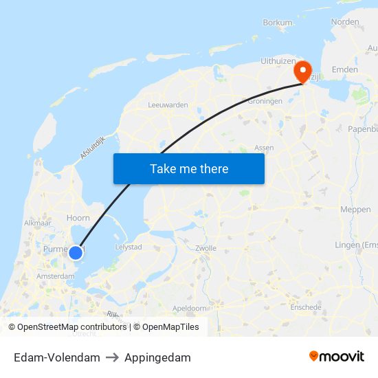 Edam-Volendam to Appingedam map