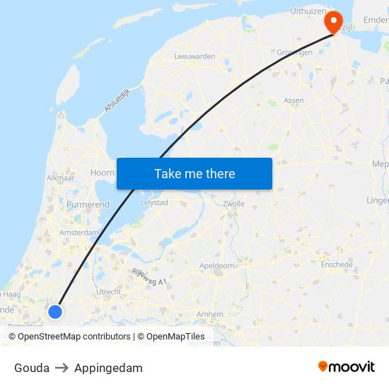 Gouda to Appingedam map