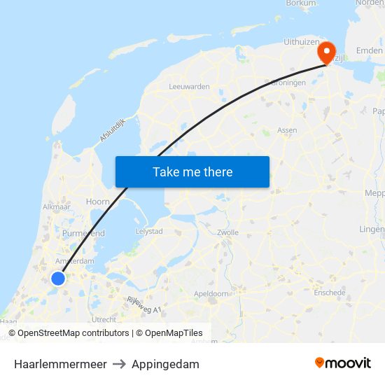 Haarlemmermeer to Appingedam map