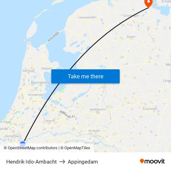 Hendrik-Ido-Ambacht to Appingedam map
