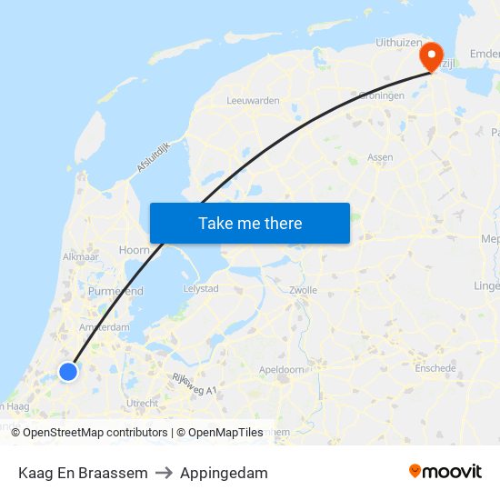 Kaag En Braassem to Appingedam map