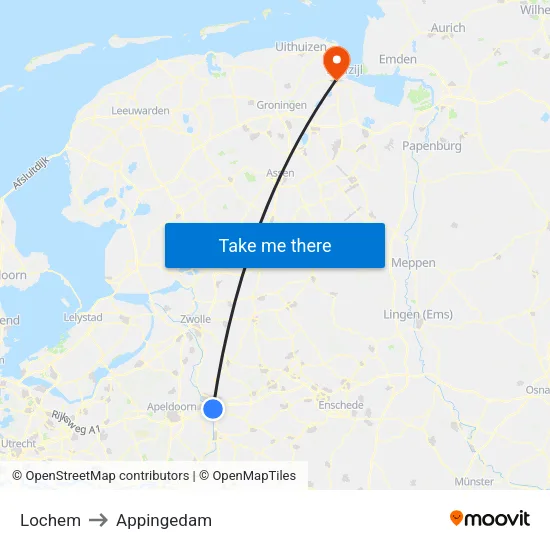 Lochem to Appingedam map