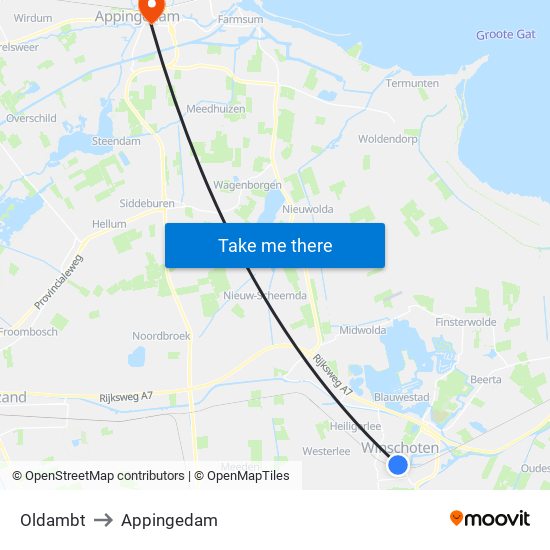 Oldambt to Appingedam map