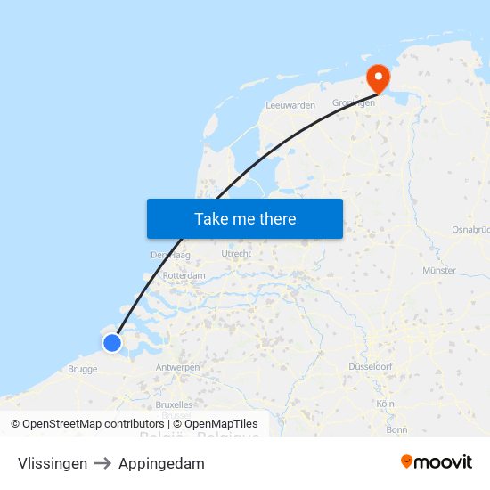 Vlissingen to Appingedam map