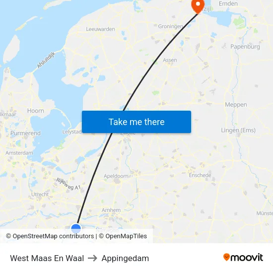 West Maas En Waal to Appingedam map