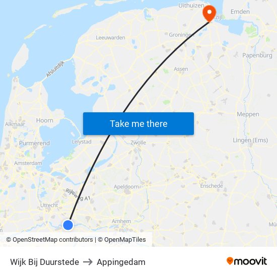 Wijk Bij Duurstede to Appingedam map