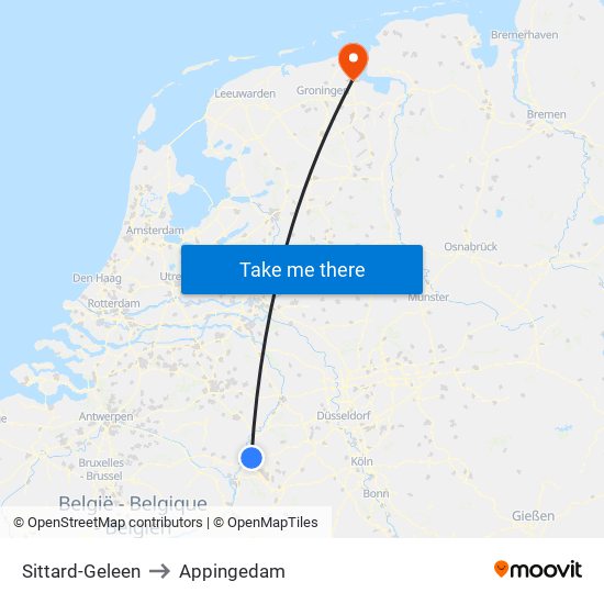 Sittard-Geleen to Appingedam map