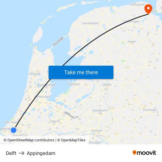 Delft to Appingedam map