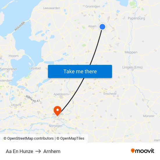 Aa En Hunze to Arnhem map
