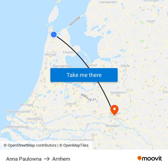 Anna Paulowna to Arnhem map