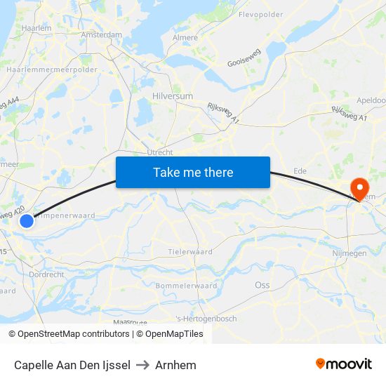 Capelle Aan Den Ijssel to Arnhem map