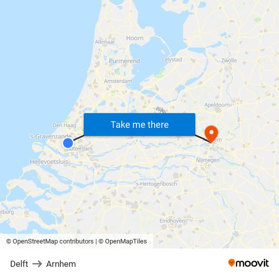 Delft to Arnhem map