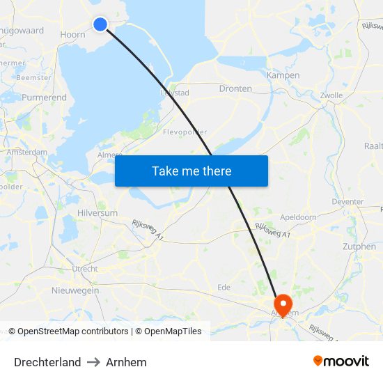 Drechterland to Arnhem map