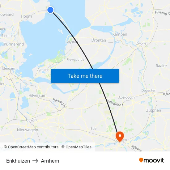 Enkhuizen to Arnhem map