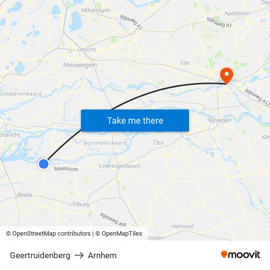 Geertruidenberg to Arnhem map