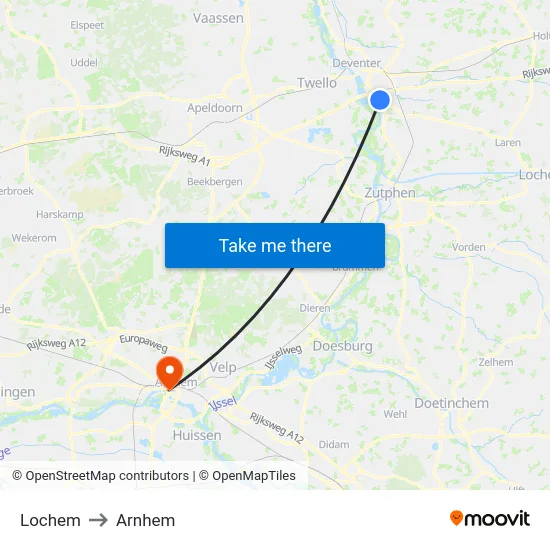 Lochem to Arnhem map
