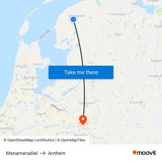 Menameradiel to Arnhem map