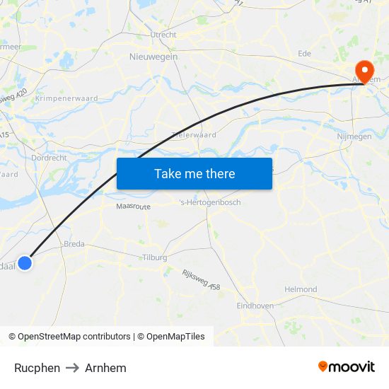 Rucphen to Arnhem map