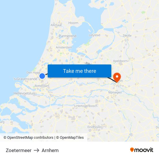 Zoetermeer to Arnhem map