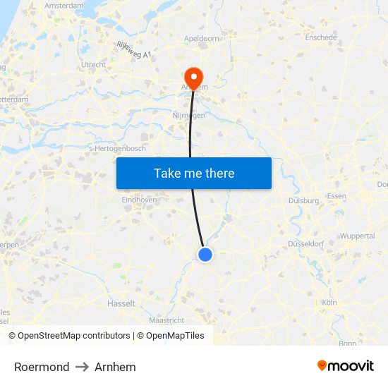 Roermond to Arnhem map