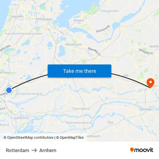 Rotterdam to Arnhem map