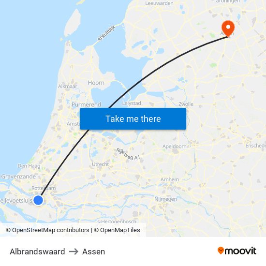 Albrandswaard to Assen map