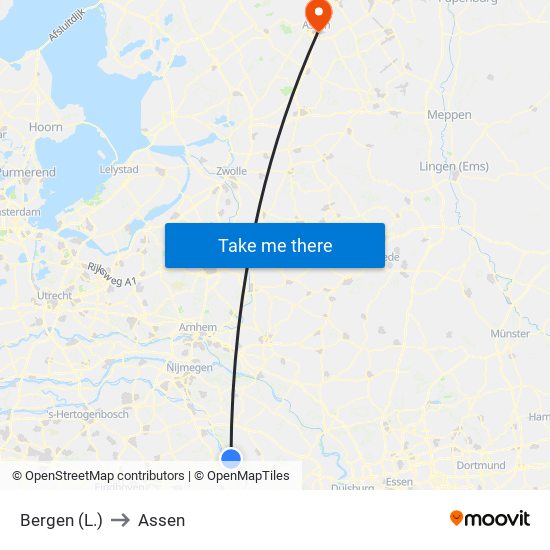 Bergen (L.) to Assen map