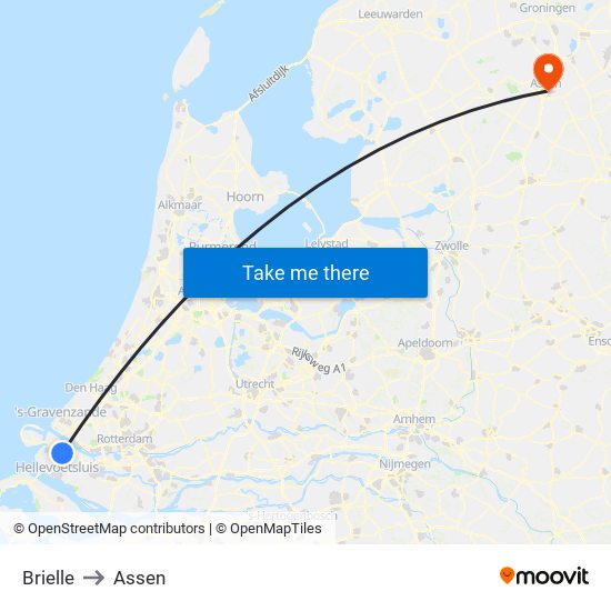 Brielle to Assen map