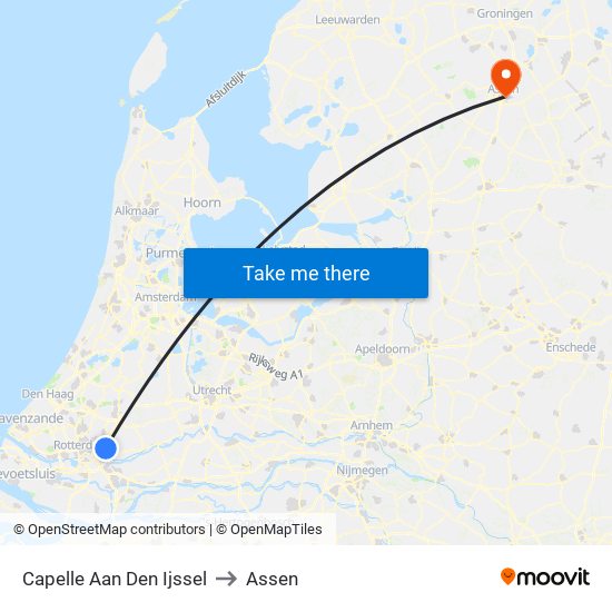 Capelle Aan Den Ijssel to Assen map