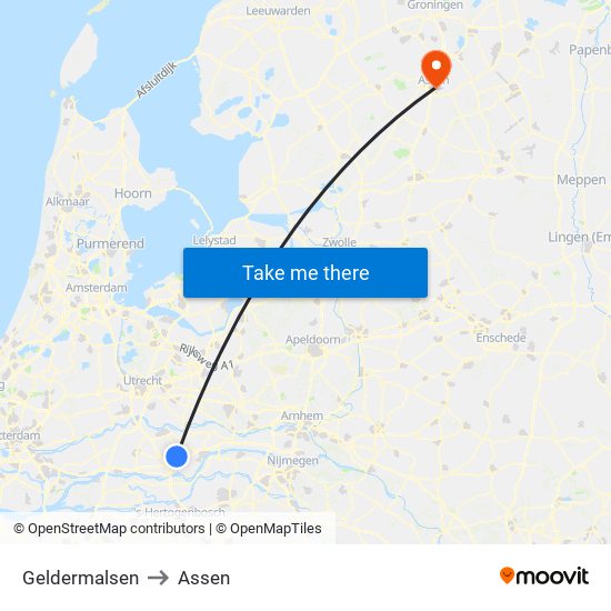 Geldermalsen to Assen map