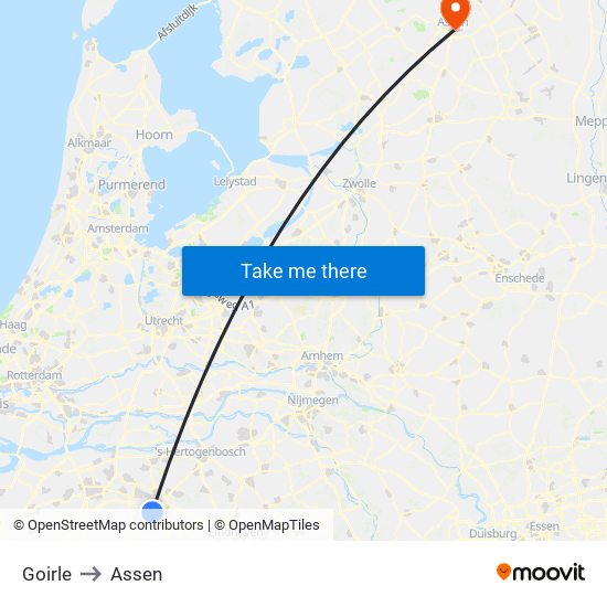 Goirle to Assen map