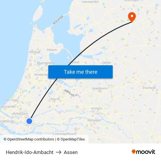 Hendrik-Ido-Ambacht to Assen map