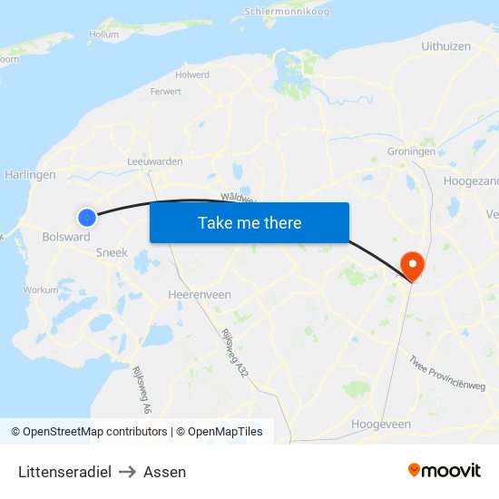 Littenseradiel to Assen map