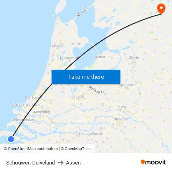 Schouwen-Duiveland to Assen map