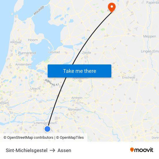 Sint-Michielsgestel to Assen map