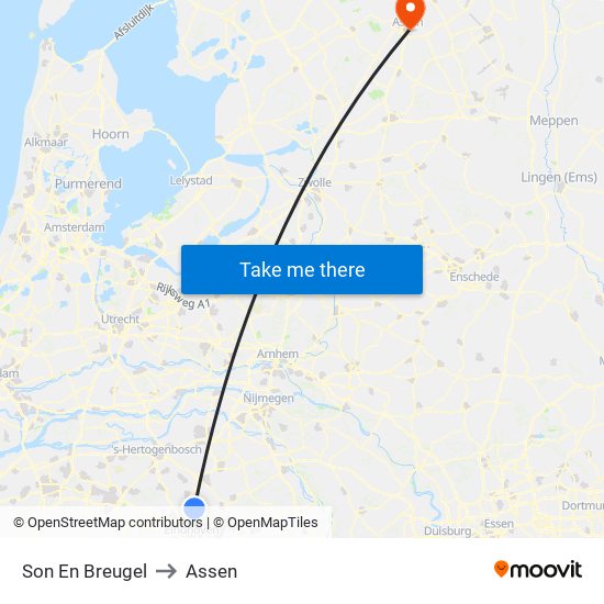 Son En Breugel to Assen map