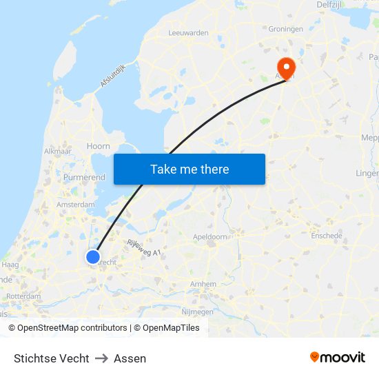 Stichtse Vecht to Assen map