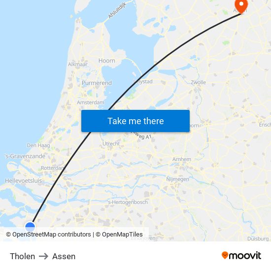 Tholen to Assen map