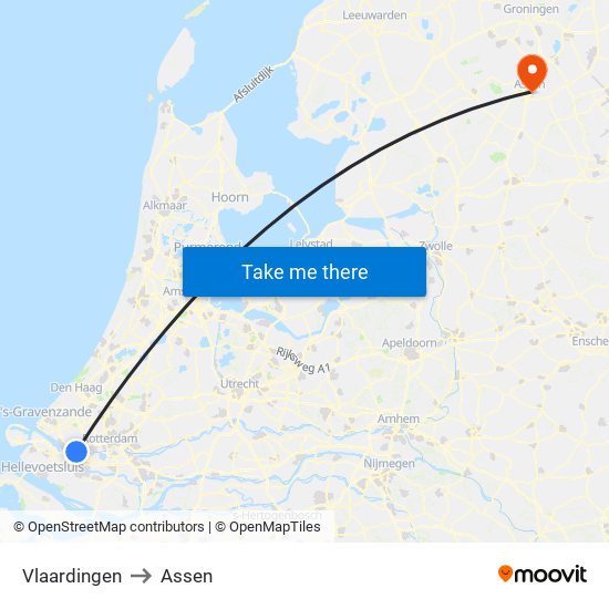 Vlaardingen to Assen map