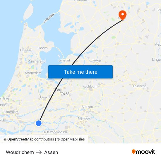 Woudrichem to Assen map