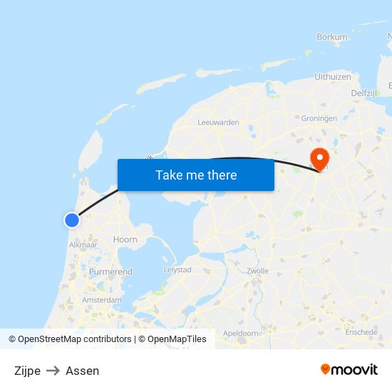 Zijpe to Assen map