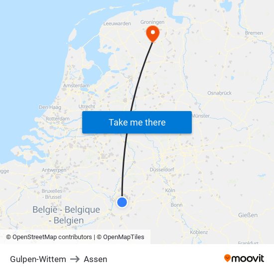 Gulpen-Wittem to Assen map