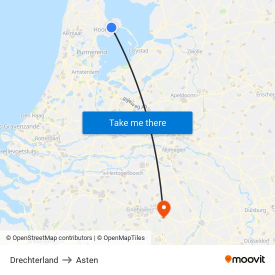 Drechterland to Asten map