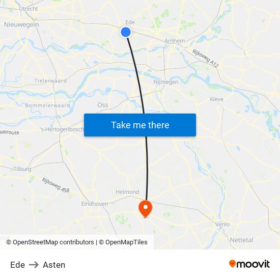 Ede to Asten map