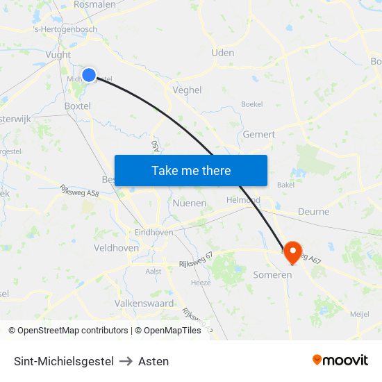 Sint-Michielsgestel to Asten map