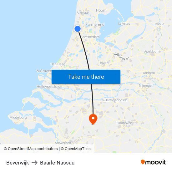 Beverwijk to Baarle-Nassau map